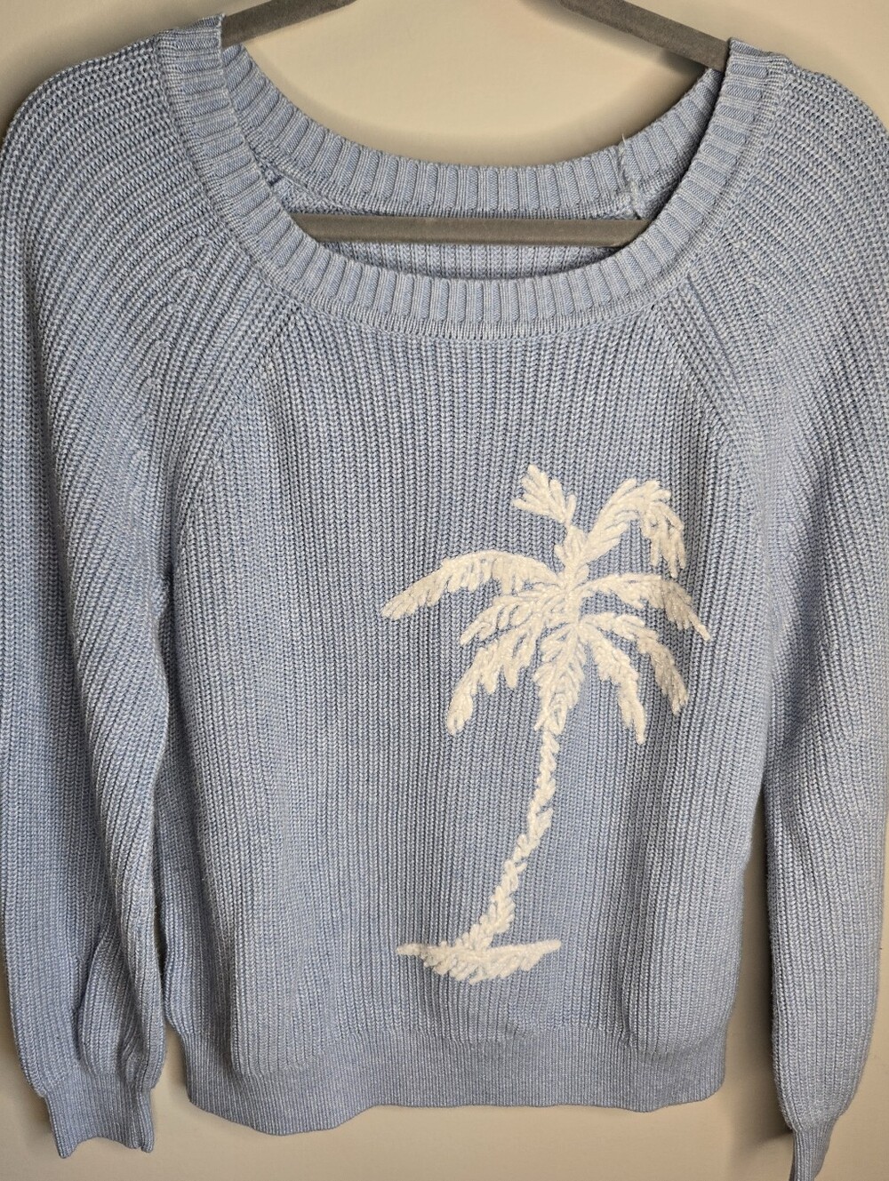 Tommy Bahama Blue Medium Breezy Palm Crew Pullover Square Neck Summer Palm Tree - Picture 2 of 8